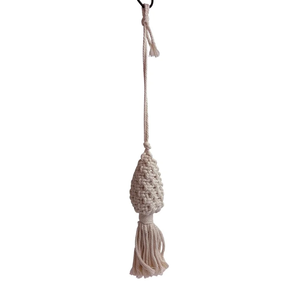 Handmade‎ Macrame Hanging Pod Basket Cream Boho Teardrop Plant Holder Tassel